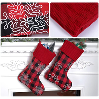 Chaussettes de Noël personnalisées 2026 tendance gris et blanc flocon de neige, brodées à carreaux, pour cheminée, décoration de fêtes, cadeau