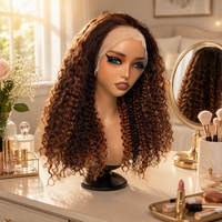 Perruque sans colle 13x4 Lace Front en gros, cheveux Jerry Curly mélangés # Perruque en cheveux humains de taille moyenne couleur P30 pour femmes noires
