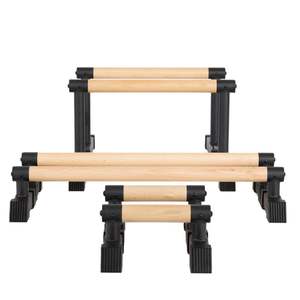 2024 Push up Stand Poignée Calistenia En Bois Push up Parallettes Bar <span class=keywords><strong>Street</strong></span> <span class=keywords><strong>Workout</strong></span> Bois et Acier Parallettes En Bois - Product Image 1