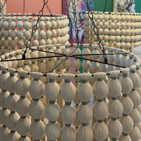 Décoration murale bohème tissée à la main avec longues pampilles, suspension lumineuse sphérique en macramé pour restaurant et salon