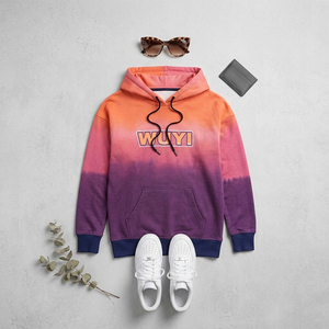 Sudadera con Capucha Degradado Atardecer para Mujer 2026, Estilo Oversize de Forro Polar, con Logo Personalizado, Estética WUYI, Y2K, Athleisure, Streetwear - Product Image 3