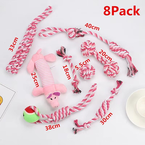 Yeni Karikatür Köpek Diş Kaşıma Oyuncak Seti Küçük Köpekler İçin - Eğitim ve Diş Çıkarma Dayanıklı Köpek Tasması Düğüm Diş Kaşıma Oyuncağı - Product Image 4