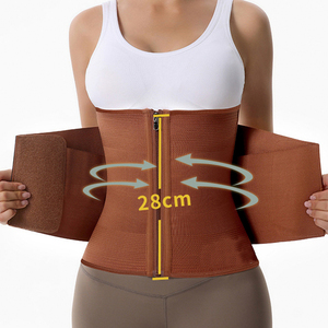 Phụ nữ giảm béo tráng mồ hôi bụng bọc Velcro eo huấn luyện viên hình dạng vành đai Cincher Corset cực nén Burgundy eo huấn luyện viên - Product Image 6