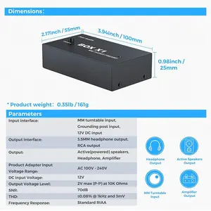 Fosi Audio BOX X1-MM Phonoversprechgerät MM Plattenspieler-Versprechgerät mit 3,5 mm AUX Kopfhörer-Ausgang