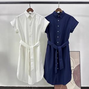 Polo Ralph Klassisches Kleid Stilvolles Lässiges Sommer-Party-Mode Kurzarm-Kleid Hervorragende Qualität Natürlich Gewebt Vorderes Logo Einfarbig A-Linie - Product Image 4