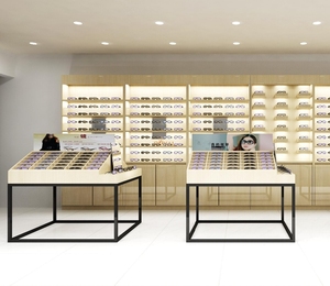 Tùy Chỉnh Quang Học Cửa Hàng Đồ Nội Thất Kính Cửa Hàng Thiết Kế Nội Thất Gỗ Kính Hiển Thị Kệ Kính Đứng Hiển Thị Tủ - Product Image 3