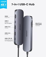 Hub USB C Anker, adaptateur USB multiport 7-en-1 pour ordinateurs portables, répartiteur USB C vers HDMI 4K60Hz, alimentation maximale 85W
