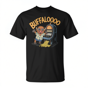 T-shirt Buffaloooo in cotone nero per abbigliamento casual da uomo e da donna - Product Image 2