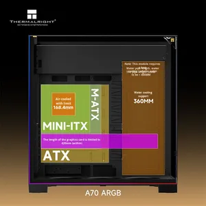 علبة كمبيوتر جديدة من ثيرمالرايت A70 ARGB سوداء بتصميم برج كامل ATX مع شريط إضاءة، هيكل ألعاب، خزانة كمبيوتر - Product Image 2
