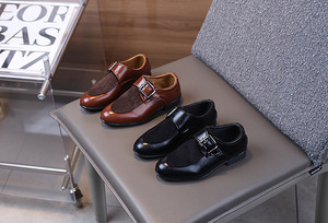 Chaussures de cérémonie pour garçons Eree SampleKids, noires bicolores, avec boucle et empiècements en daim, pour mariage et fête - Product Image 5