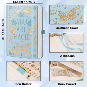Cuaderno A5 personalizado con lámina dorada de PU, diario ecológico con páginas rayadas, cuaderno para oficina/escuela, agenda, planificador, para regalo. - Product Image 3