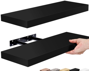 Estantes de madera para libros de 17 pulgadas, estante organizador de almacenamiento flotante de madera, almacenamiento para dormitorio, baño, incluye soportes de montaje para el hogar - Product Image 1