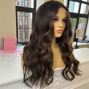<span class=keywords><strong>Parrucca</strong></span> Frontale in Pizzo Monofilamento Ondulata Media Marrone <span class=keywords><strong>Scuro</strong></span> Balayage con Capelli Umani Remy per Base in Pizzo HD Senza Colla - Product Image 5