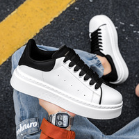 Baskets blanches tendance pour hommes – Nouveau style printemps, respirantes, confortables, à semelle souple, rehaussantes, chaussures décontractées pour hommes