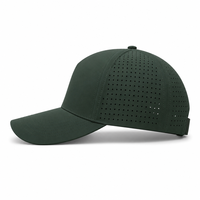 Casquette de baseball et chapeau de golf vert foncé découpés au laser, perforés, respirants, avec panneaux latéraux et logo personnalisé, pour patrouilles de gardiens forestiers