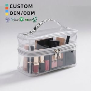 Iridescent PVC Cosmetic <b>Bag</b> With Handle Waterproof <b>Transparent</b> <b>Makeup</b> Storage <b>Bag</b> for Skincare Accessories Organizer - Product Image 1