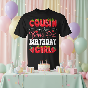 T-shirt Cousin Of The Berry pour la première fille de la famille, motif fraise, 1er anniversaire - Product Image 3
