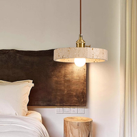 Suspension en travertin de luxe moderne nordique lustre suspendu à LED blanc minimaliste pour grandes chambres abat-jour en pierre alimenté par courant alternatif