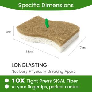 Kratz feste Kokosnussholz-Zellstoff-Peeling-Küchen schwämme Set Umwelt freundliche Geschirrspül-Reinigungs schwämme - Product Image 3