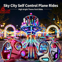 Manège Sanly Rides : Château Volant Rotatif à 12 Places, Manège d'Avion Auto-contrôlé, Manège d'Hélicoptère à Commande Individuelle pour Parc d'Attractions Extérieur