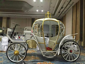 รถเข็นฟักทองไฟฟ้าพร้อมไฟ LED สำหรับงานแต่งงานรถเจ้าหญิงหรูหรา - Product Image 2