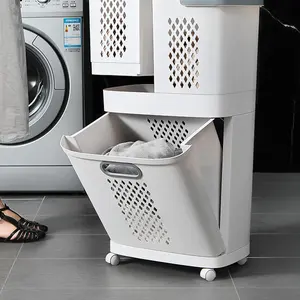 XingYou 2021 नई डिजाइन उत्पाद टोकरी बाथरूम आयोजक भंडारण धारकों और रैक रोलिंग प्लास्टिक कपड़े धोने का भंडारण टोकरी