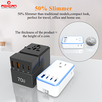 Adaptateur universel de charge rapide FOXCAN Ultra Slim PD35W équipé de 1 port USB-A et 3 ports USB-C pour les voyages mondiaux