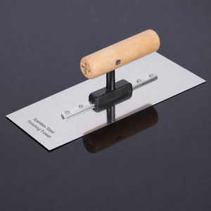 Truelle de maçon en acier inoxydable à bord droit avec manche en bois, outil de plâtrage pour le lissage des murs en ciment et le mortier et la construction - Product Image 3