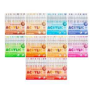 Produk baru siswa menggambar tangan spidol akrilik cairan lurus ujung ganda tahan air pena spidol grafiti akrilik tanpa rasa - Product Image 2