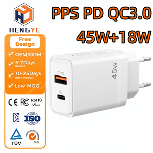 Cargadores de Celular PD Qc3.0 Eu de 45 Vatios, Cabezal de Carga Rápida GaN de 45 Vatios, Cargador de Pared Plano de 45 Vatios, Cargador Usb-c de 45 Vatios para Europa - Product Image 1