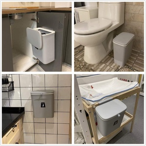 Poubelle suspendue avec couvercle pour cuisine Seau à compost intérieur installable Armoire Poubelle murale - Product Image 4