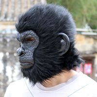 Masque en latex de gorille réaliste, costume de singe pour Halloween, accessoire de tête effrayant pour fête, cosplay, ou déguisement animal