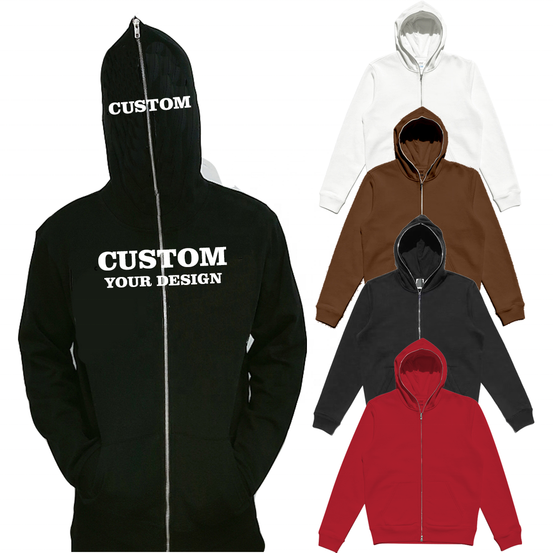 HG Wholesale Custom Bulk Oversized Heavyweight 320gsm Unisex Full Face Zip Hoodie Jacket Custom Blank Cotton Full Zip Up hoodies,2 Pieces