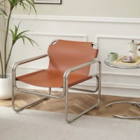 Fauteuil de salon moderne en acier inoxydable, design rétro, réglable, élégant et confortable