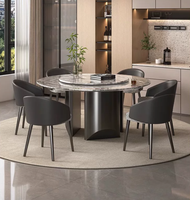 Table à manger moderne avec plateau en marbre et pieds en acier inoxydable pour hôtel/villa, forme rectangulaire, stable et durable, mobilier pour la maison