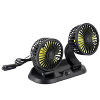 Ventilateur de voiture double tête 12V 24V, 2 vitesses, rotation à 360°, avec prise allume-cigare pour l'été