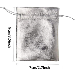 ถุงผ้ารูดสีทองเงิน ขนาด 7*9 ซม. ถุงของขวัญสวยงาม ถุงใส่เครื่องประดับ ขนม ของชำร่วย สำหรับงานแต่งงาน - Product Image 2