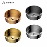 Vasque de salle de bain moderne de luxe, ronde à encastrer, avec cuvette centrale brossée, pour designers d'hôtels de luxe
