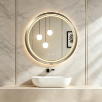 Miroir LED intelligent à commande tactile, 91,5 % de transmittance élevée, argent sans cuivre, cadre en aluminium 6063, écologique, réglable