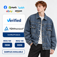 Veste en jean en coton personnalisée pour homme, OEM ODM, faible MOQ, manches longues, col rabattable, boutons sur le devant, design utilitaire, poches à rabat, coupe classique