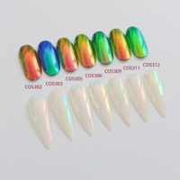 Pigment miroir changeant de couleur Aurora COS Ongles Effet miroir Chrome Blanc Poudre caméléon