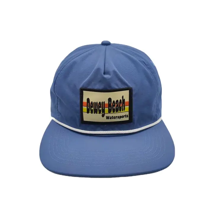 Benutzer definierte hochwertige 5 Panel unstrukturierte Nylon Hut schnell trocknen wasserdichte Patch Logo Seil Snap Back Snapback Caps