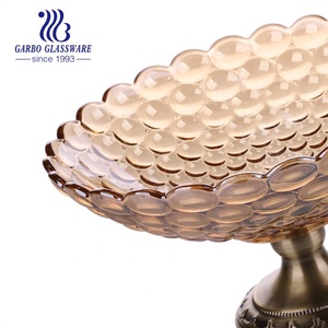 Pack de vaisselle en verre, bol de fruits, assiette à fruits en or avec tige, service de table en ambre plaqué Ion 1 pièce - Product Image 6