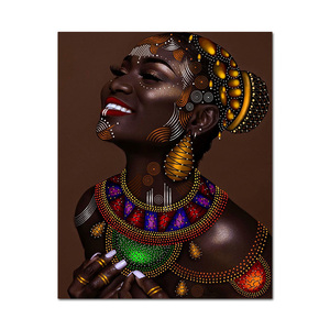 Poster e Quadro con Bella Donna Africana, Dipinto su Tela, Decorazioni da Parete per Soggiorno - Product Image 1
