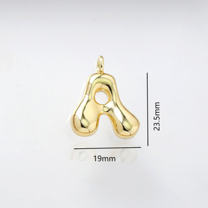 Pendentif lettre de l'alphabet bulle en laiton plaqué <span class=keywords><strong>or</strong></span> 18 carats pour femmes collier à faire soi-même fabrication de bijoux breloques fournitures 26 lettres A-Z - Product Image 4