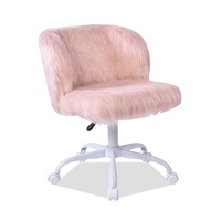 Chaise de bureau moderne rose en fausse fourrure Chaise en peluche pour la maison, le bureau et le salon Meubles en gros