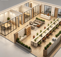 Conception d'intérieur personnalisée pour bureau au deuxième étage avec planification spatiale, aménagement de mobilier pour la direction et la R&D pour bâtiments d'entreprise