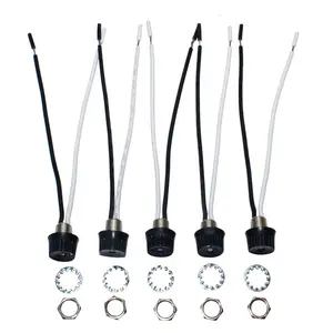 Interrupteur rotatif marche/arrêt pour lampe, 3/1 ampères à 125/250 V, avec douille métallique et fils de 6 pouces à extrémités dénudées - Product Image 1
