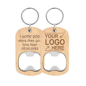Unfinished Eco-Friendly Wooden Keychain Bottle Opener Blanks Personalized DIY Gift Crafts Party Favors Custom Engraving Logo