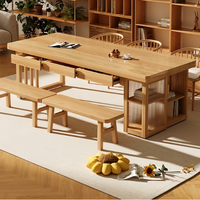 Bureau d'écriture au design simple, grand format, en bois massif avec tiroirs et rangements, bureau à domicile avec grande surface de travail pour le salon